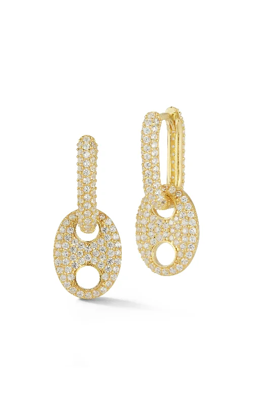 Best hoop earrings with crescent-shaped designs for a bold, moon-inspired style-Pavé Link Huggie Earring