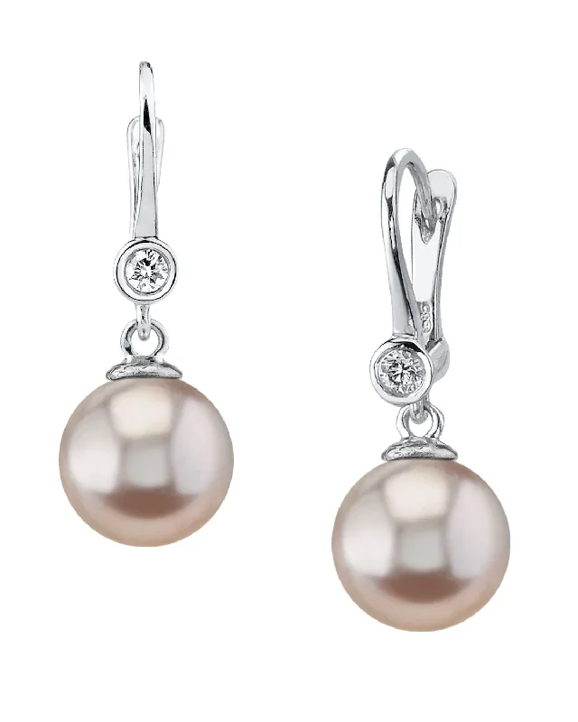 Hoop earrings with textured finishes for a vintage and classic style-Pink Freshwater Pearl & Diamond Michelle Earrings