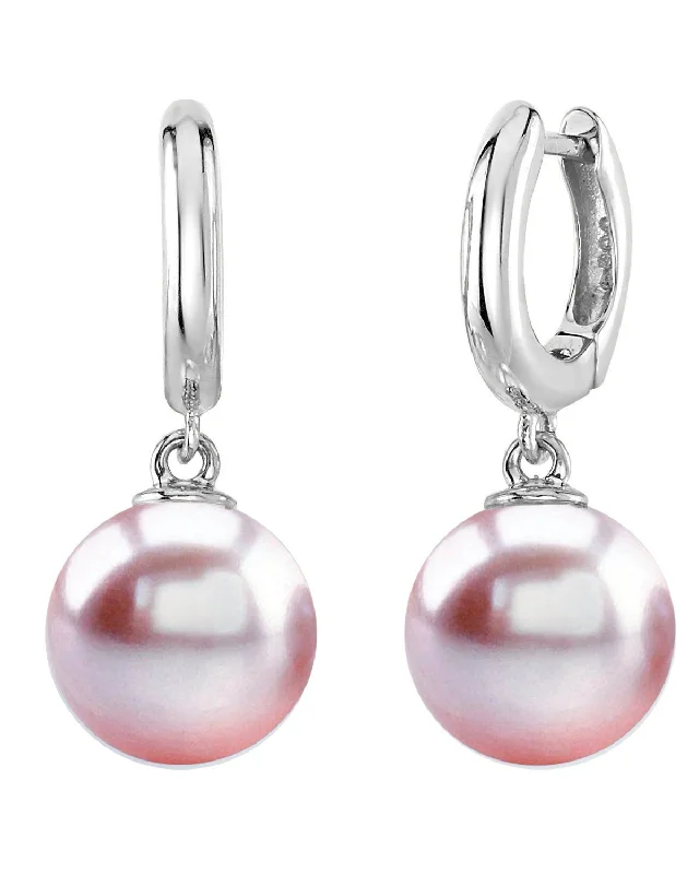 Hoop earrings with pearl accents for a chic and classic style-14K Gold Pink Freshwater Pearl Huggie Mary Earrings