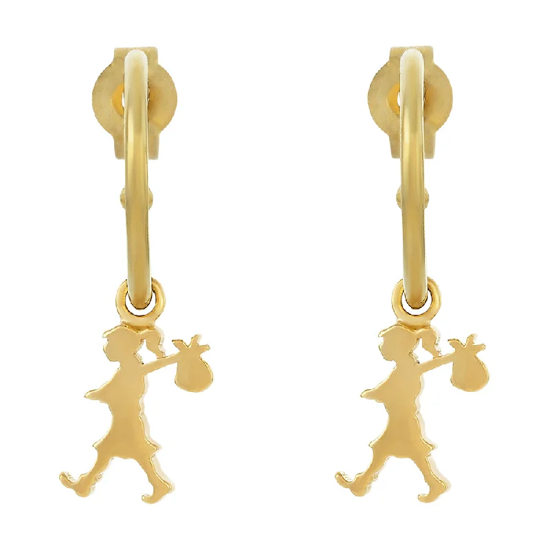 Hoop earrings with colorful beads for a fun and playful vibe-Karen Walker Runaway Girl Hoop Earrings - 9ct Yellow Gold