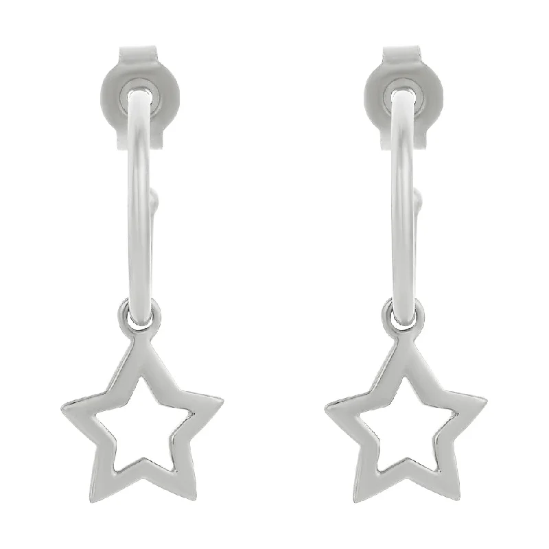 Best hoop earrings with crescent-shaped designs for a bold, moon-inspired style-Karen Walker Star Hoop Earrings - Sterling Silver