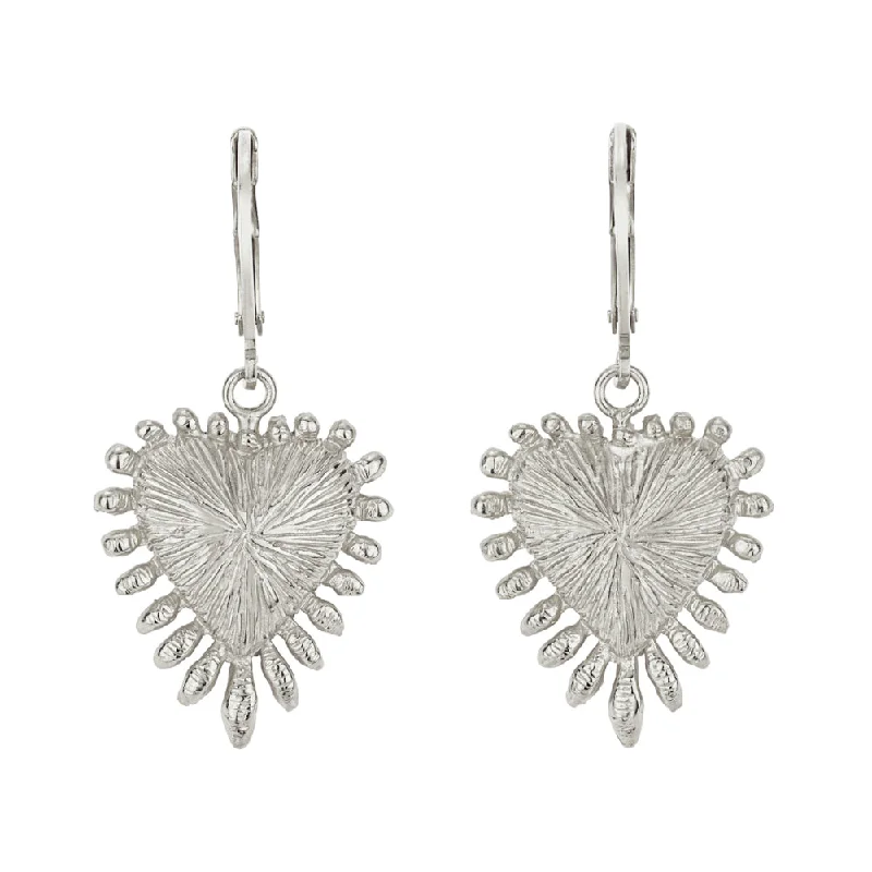 Hoop earrings with a chunky design for a bold and trendy statement-Zoe & Morgan Heart Rays Earrings - Sterling Silver