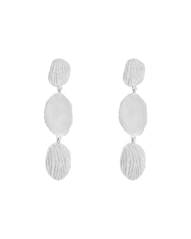 Hoop earrings with stacked layers for a bold and textured design-REFLECTION EARRINGS (STERLING SILVER)