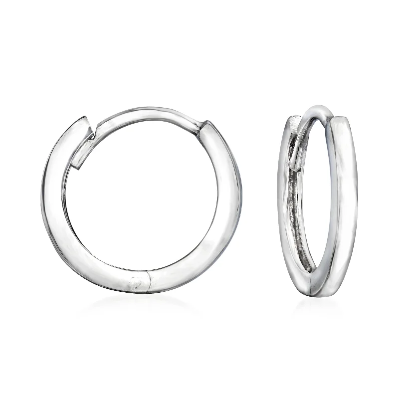 Hoop earrings with tortoiseshell designs for a chic and classic style-Ross-Simons 14kt White Gold Huggie Hoop Earrings