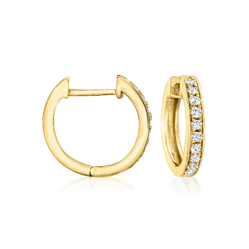 Best hoop earrings with infinity designs for a timeless and meaningful symbol-Ross-Simons Diamond Huggie Hoop Earrings in 14kt Yellow Gold