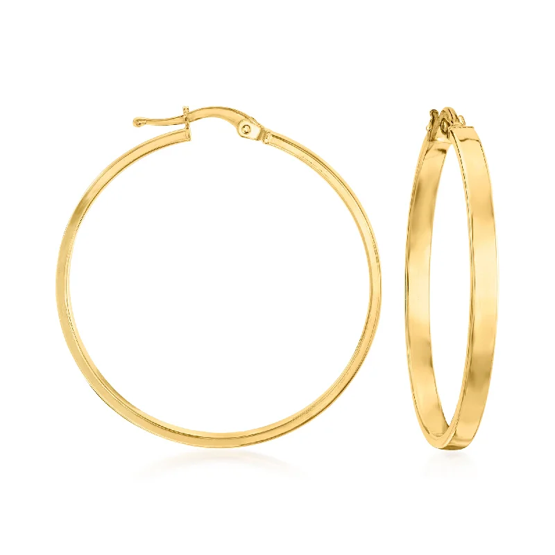 Best hoop earrings with vintage rhinestone embellishments for a retro-glam effect-Ross-Simons Italian 14kt Yellow Gold Squared-Edge Hoop Earrings