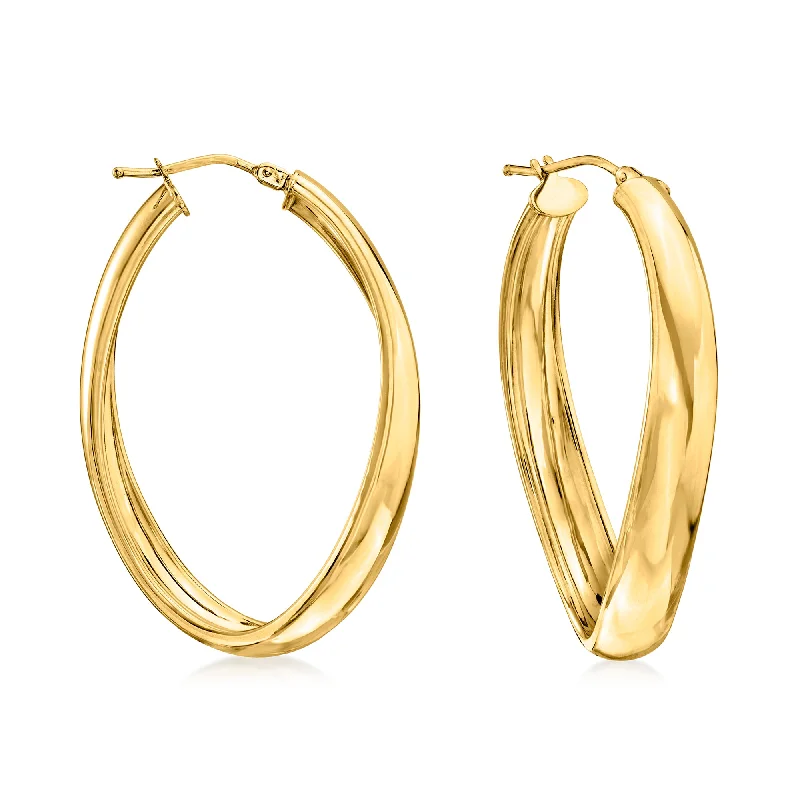 Best hoop earrings with vintage coins for a retro, antique-inspired style-Ross-Simons Italian 18kt Yellow Gold Curved Hoop Earrings