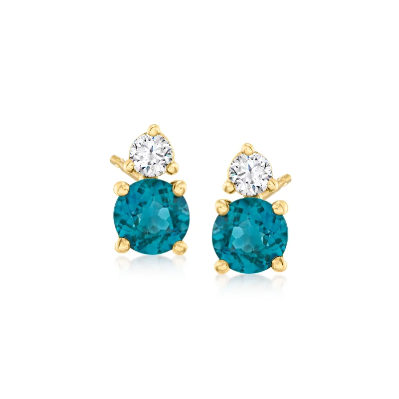 Large hoop earrings for a bold and statement-making fashion accessory-Ross-Simons London Blue Topaz and . Diamond Earrings in 14kt Yellow Gold