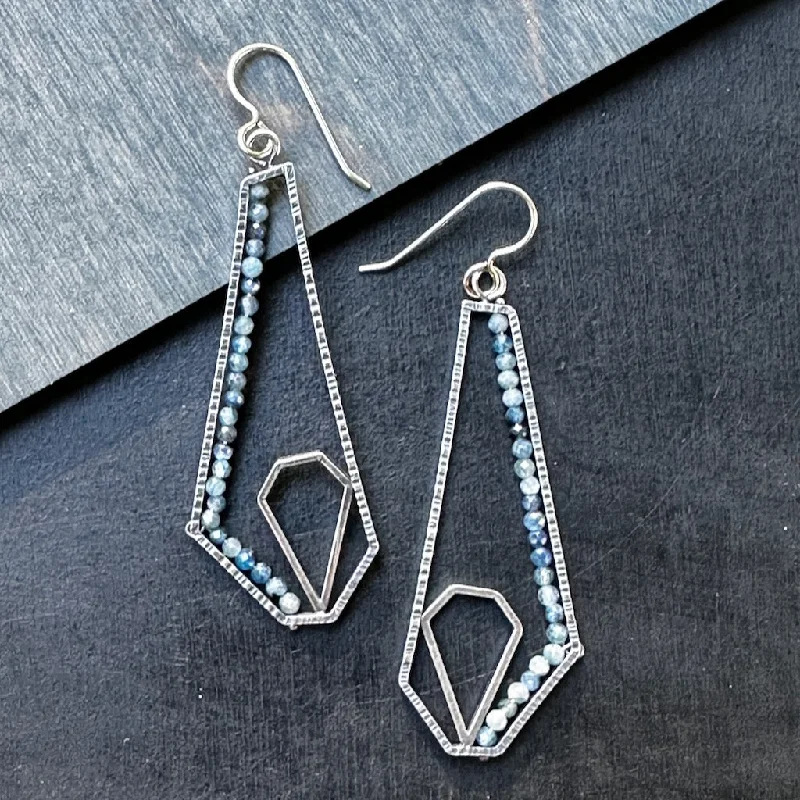 Best hoop earrings with turquoise stones for a bohemian-inspired vibe-Sapphire Polygon Earrings