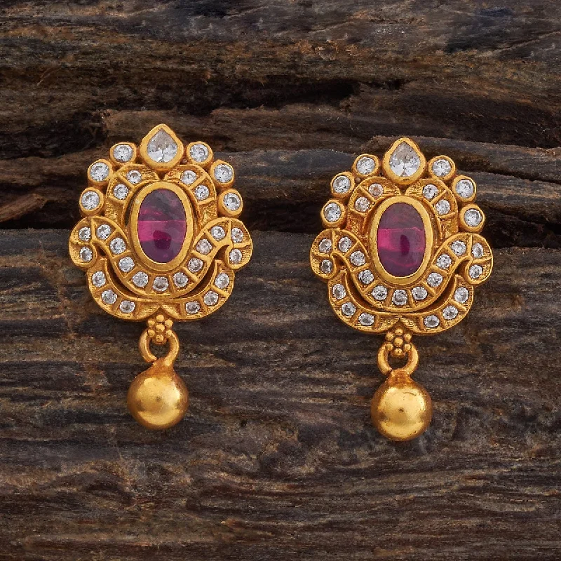 Best hoop earrings with hammered gold for a rustic yet elegant look-Silver Temple Earring 177350