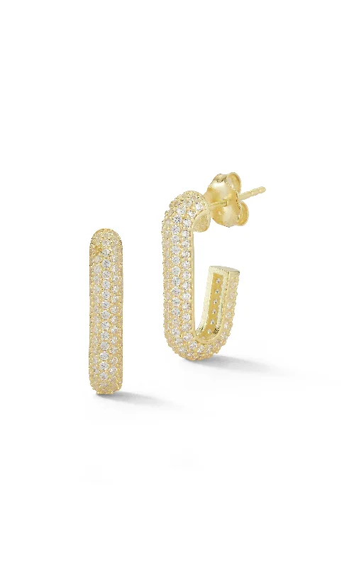 Best hoop earrings with smooth ceramic finishes for a polished, clean style-Small Pavé Drop Hoop Earring