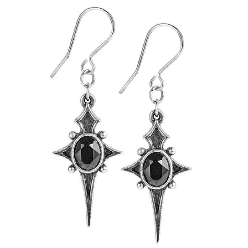 Hoop earrings with abstract shapes for an artistic and creative touch-Sterne Leben Black Star Crystal Earrings by Alchemy Gothic