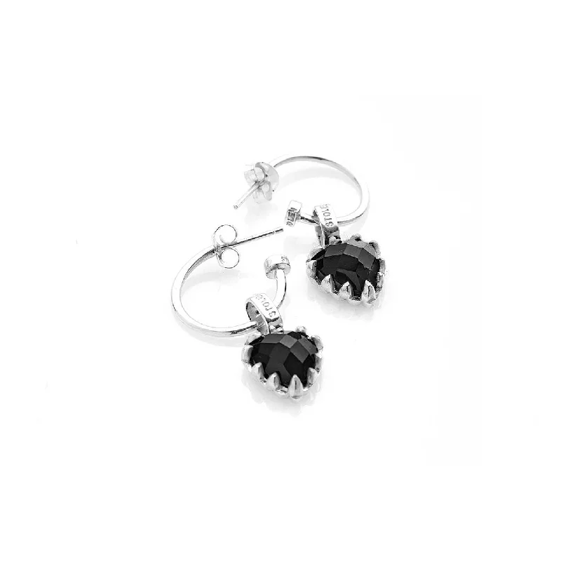 Best hoop earrings with crescent-shaped designs for a bold, moon-inspired style-Stolen Girlfriends Club Love Anchor Earrings - Sterling Silver & Onyx