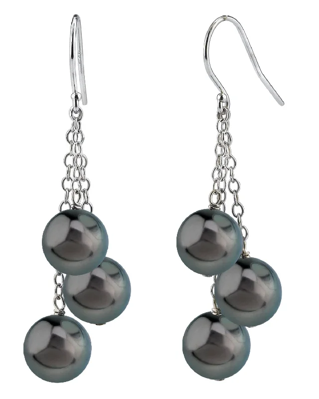 Best hoop earrings with intricate beaded details for a textured, stylish appearance-Tahitian South Sea Round Pearl Cluster Earrings