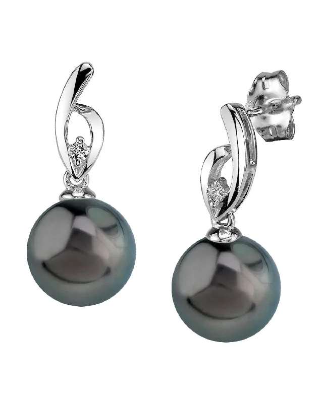 Classic hoop earrings with a thin profile for a sleek and subtle style-Black Tahitian Pearl & Diamond Asterie Earrings