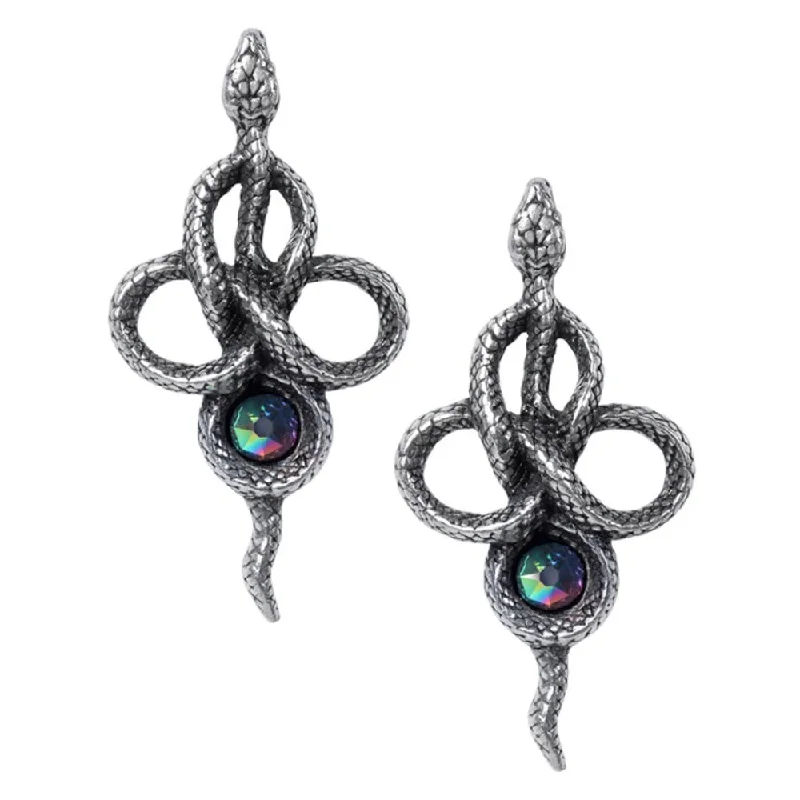 Hoop earrings with polished metal for a shiny and high-quality finish-Tercia Serpent/Snake Crystal Earrings by Alchemy Gothic