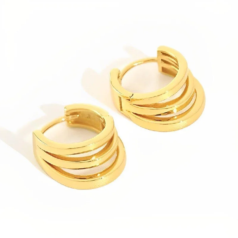 Hoop earrings with luxe velvet finishes for a rich and luxurious touch-Triple Huggie Earrings