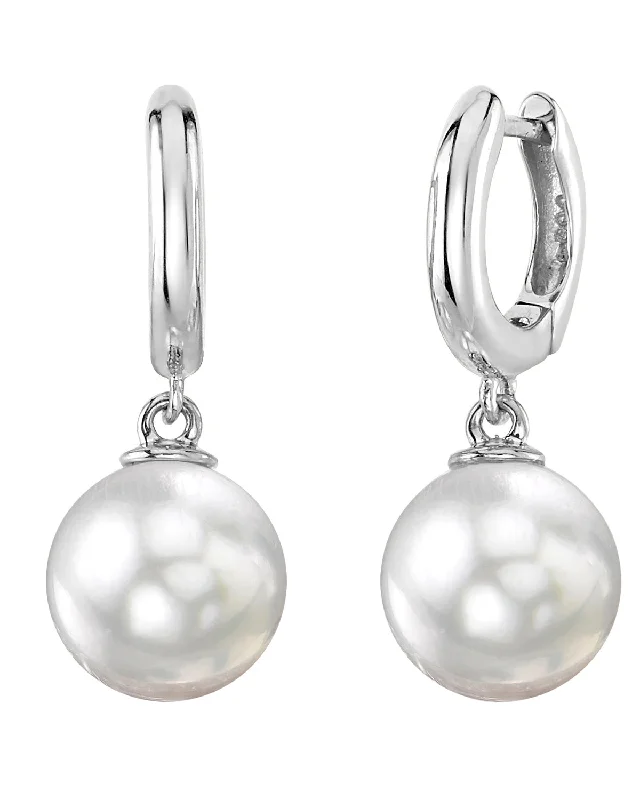 Best hoop earrings with minimalist designs for a clean and modern aesthetic-White South Sea Pearl Poise Hoop Earrings