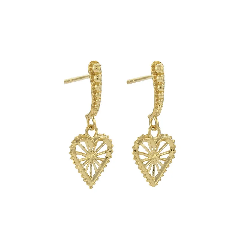 Best hoop earrings with angel wing accents for a spiritual and meaningful design-Zoe & Morgan x Walker & Hall Mini Sweet Heart Earrings - Gold Plated