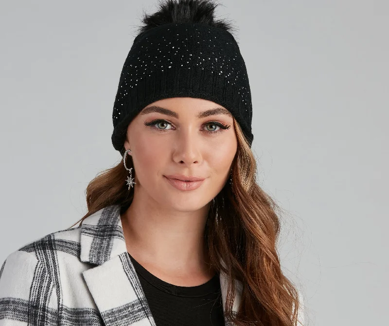 Washed denim cap for broken-in softness -Cozy Heat Stone Knit Beanie